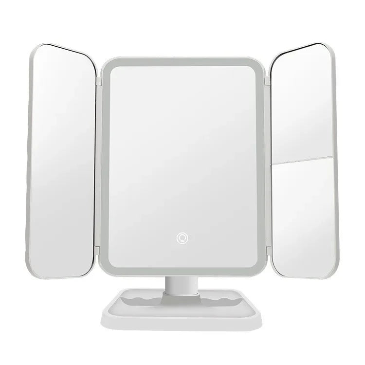 Trifold Makeup Mirror LED Lights Dorm Dressing Mirror Beauty Light up your fill light with Smart Complementary Makeup Mirror Tri Beauty World Shop
