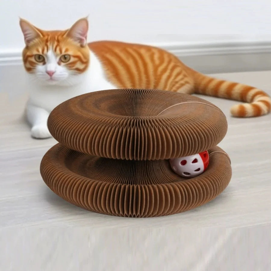Organ Cat Scratch Board, Wear-resistant and Shavings Resistant, Cat Toy, Corrugated Paper Scratch Board with Bell