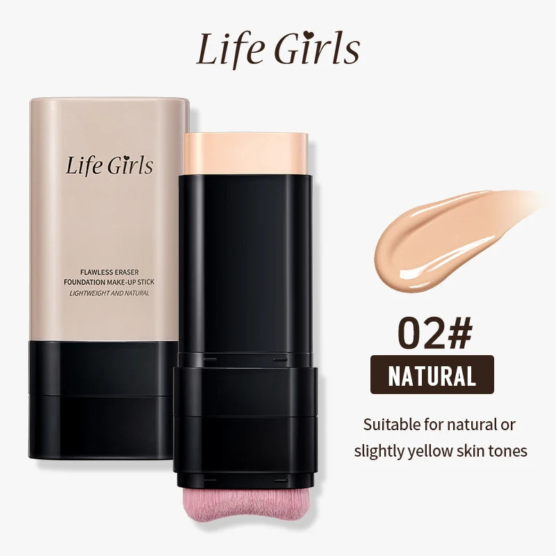 Light and Moist Hydrating Foundation, Natural-Looking, Moisturizing, Shiny, Thin and Lightweight, Double-Headed Makeup Foundation That Rotates for Easy Use, with Its Own Brush, Waterproof, Easy to Apply Makeup, and Easy for B Beauty World Shop