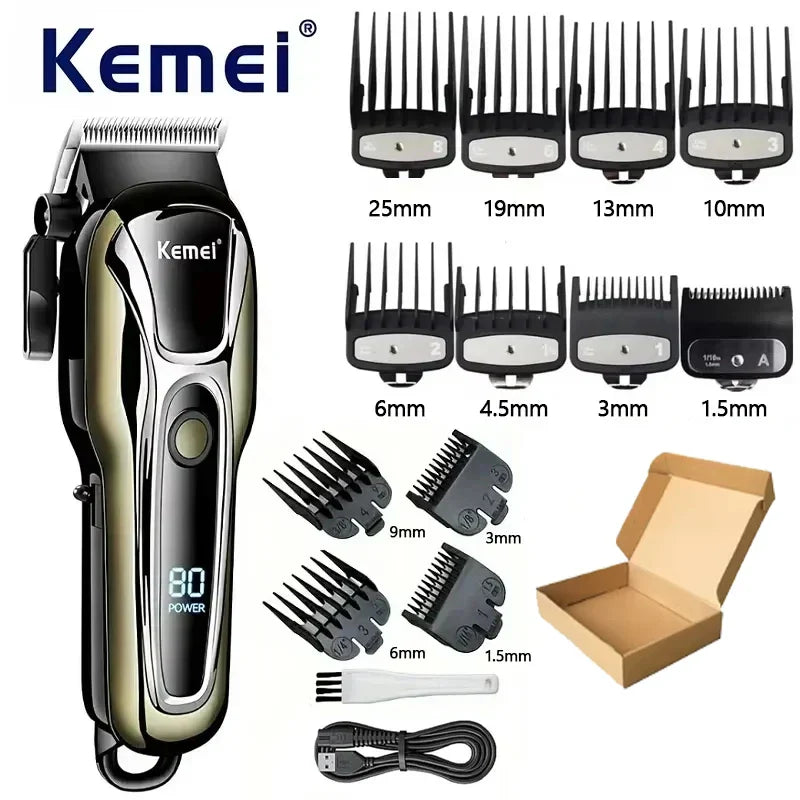 Kemei PG1990A USB Rechargeable Electric Hair Clipper Professional Cordless Men Hair Trimmer Men's Hair Cutting Machine Trimmer Beauty Trend Shop