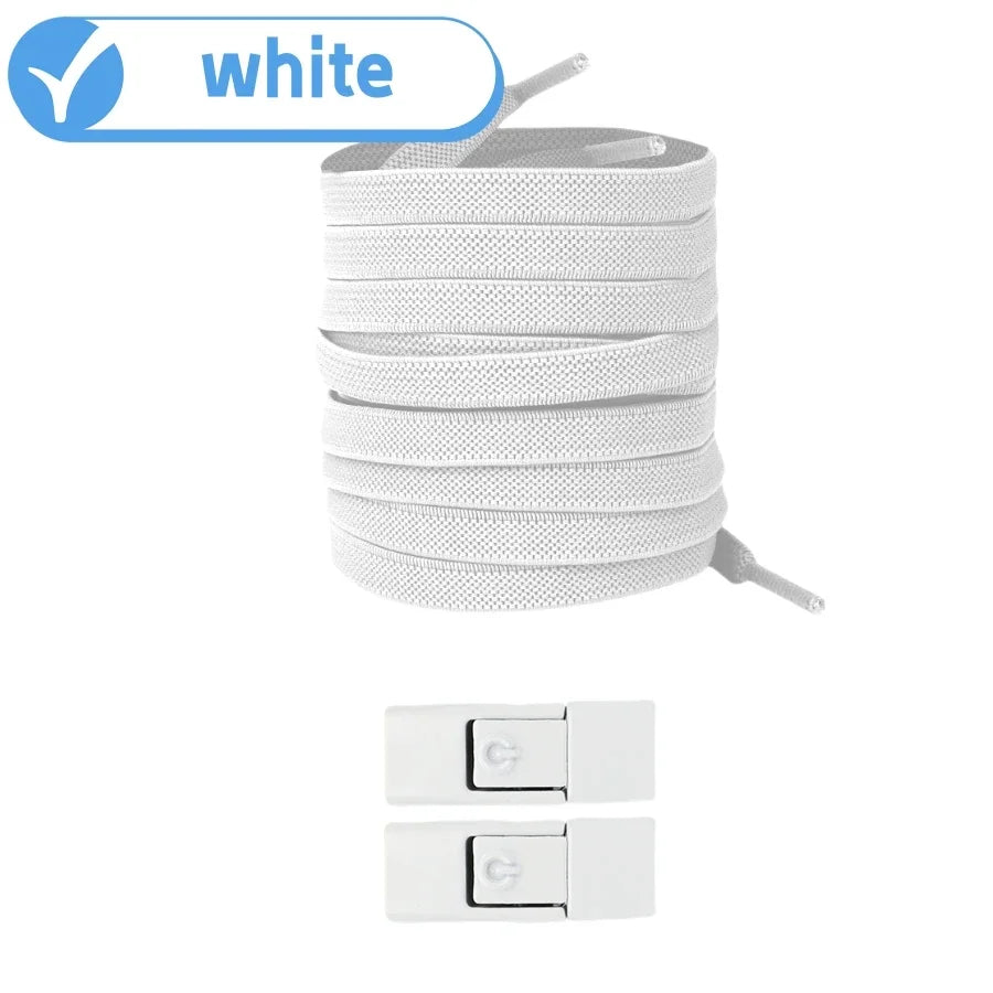 New Without Ties Elastic Laces No Tie Shoe Laces Press Lock Shoelaces Sneaker Kids Adult 8MM Widened Flat Shoelace for Shoes Beauty World Shop