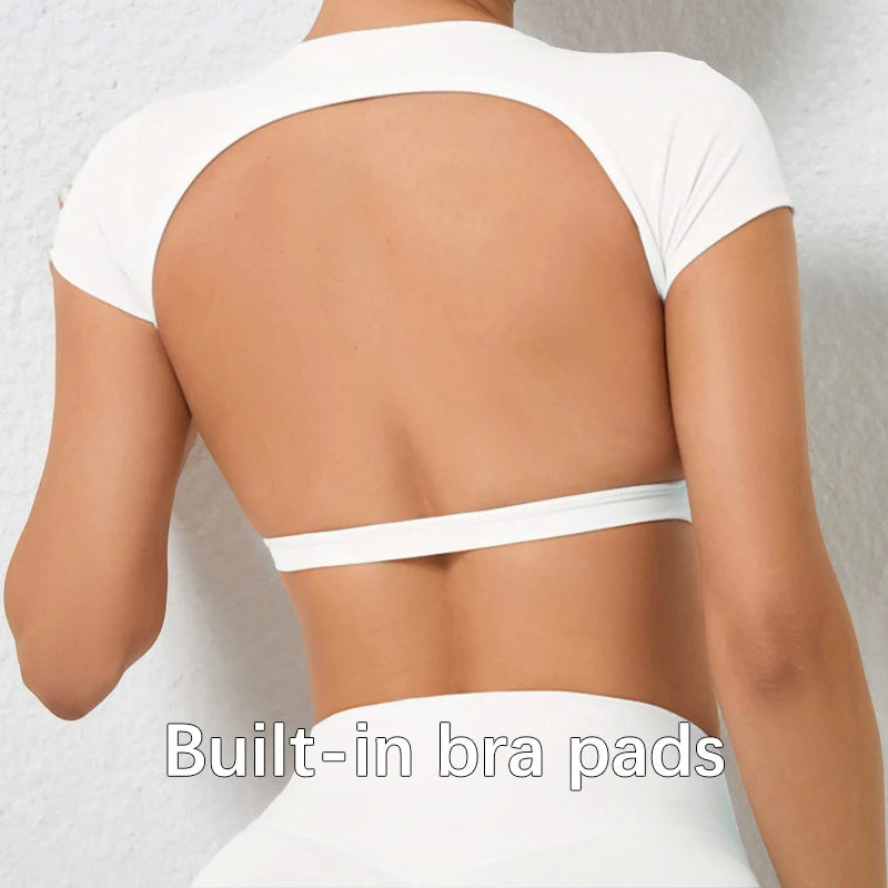Hearuisavy Sports Shirts Breathable Workout Tops Fitness Sportswear Female Backless Yoga Clothing Sport Crop Tops Women Gym Top Beauty World Shop