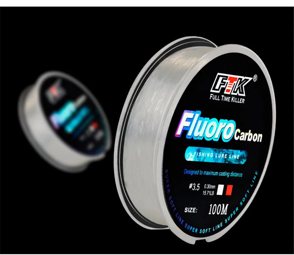 100m Fluorocarbon Bait Fishing Line, Carbon Fiber Fly Fishing, Wild Fishing, Sea Fishing, Fishing Accessories, Tools, Outdoor Beauty World Shop
