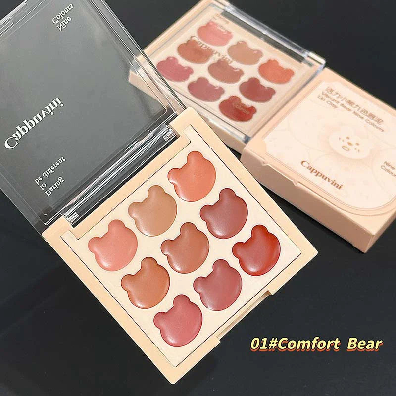 Cappuvini 9 Colors Velvet Lip Mousse - Matte & Natural Finish, Long-Lasting Non-Drying, Cute Bear Design for Youthful Look, Beauty Trend Shop