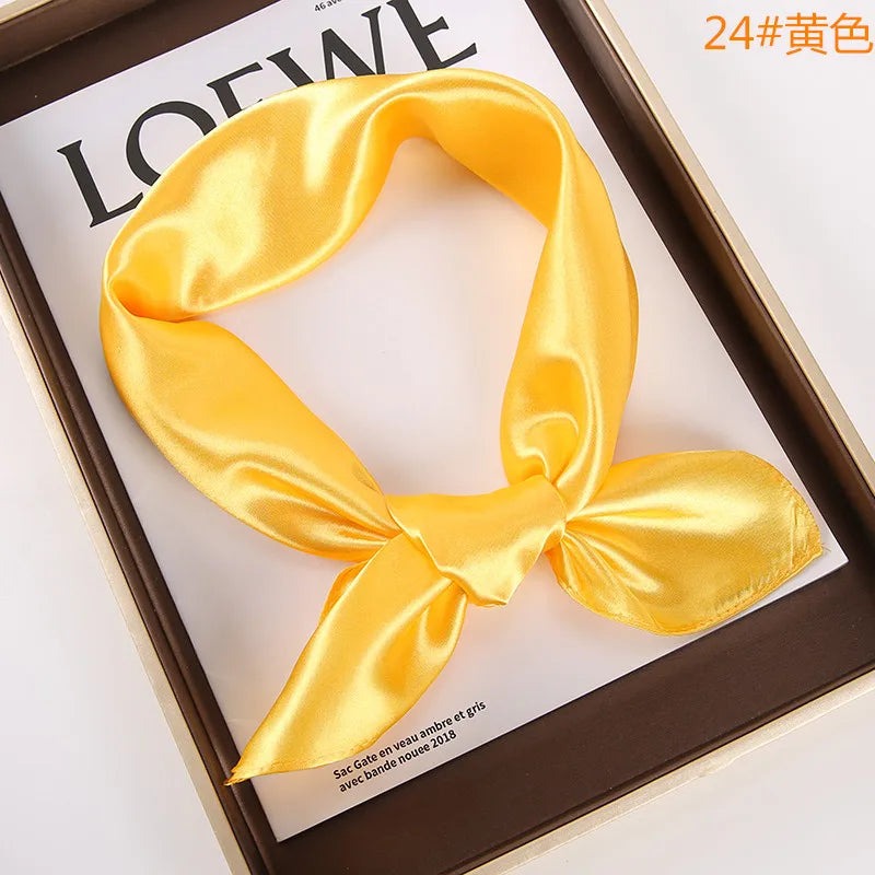 New Solid 60x60cm Square Scarf Single Imitation Silk Bright Light And Satin Performance Scarves Party Gift Beauty World Shop