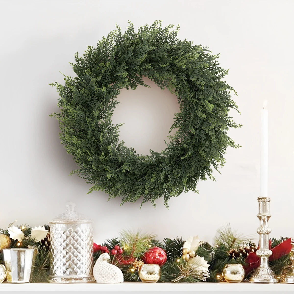 SIA FLOWER Cedar Artificial Flower Ring PE Material Cedar Grass Ring Artificial Plants Garden Decor Home Decor Beauty World Shop