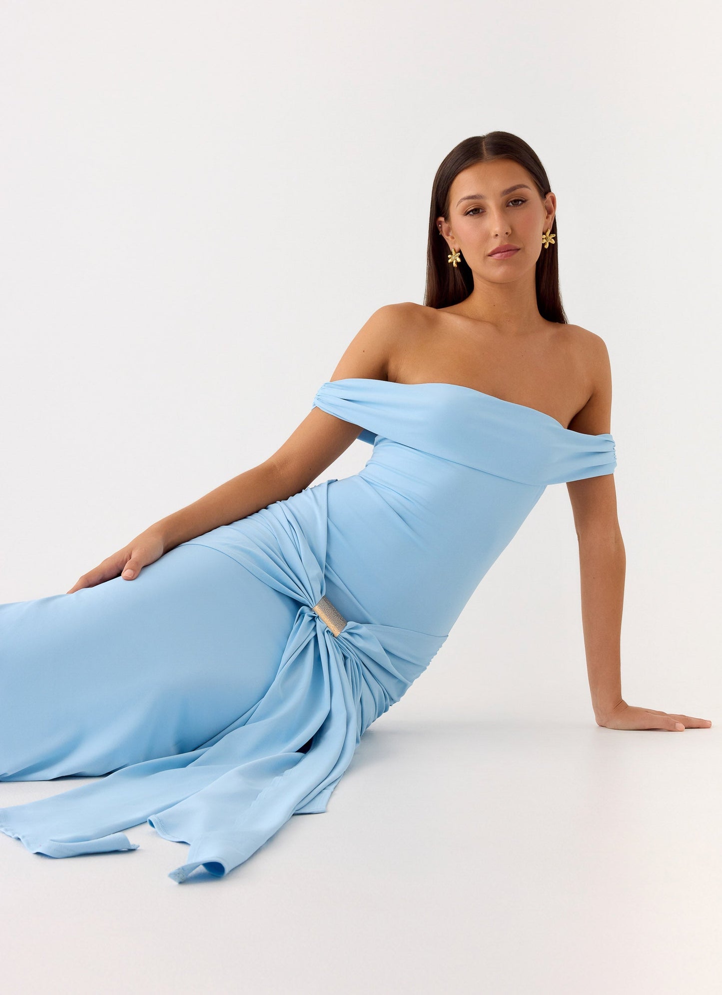 Vee Bardot Maxi Dress - Blue Peppermayo Exclusive
