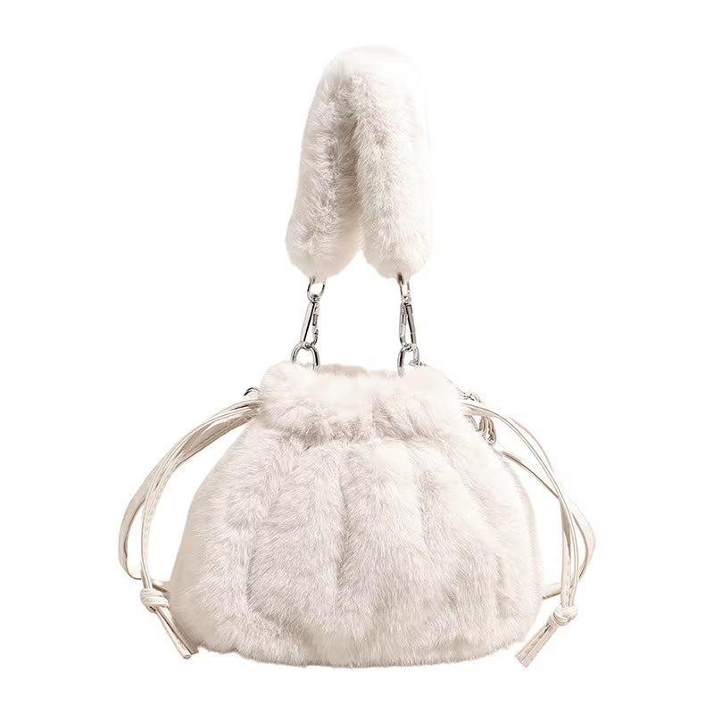 New Trendy Fluffy Commuter Simple Crossbody Bags for Women Fashion Shoulder Handle Storage Bag Texture and Versatile Bucket Bag