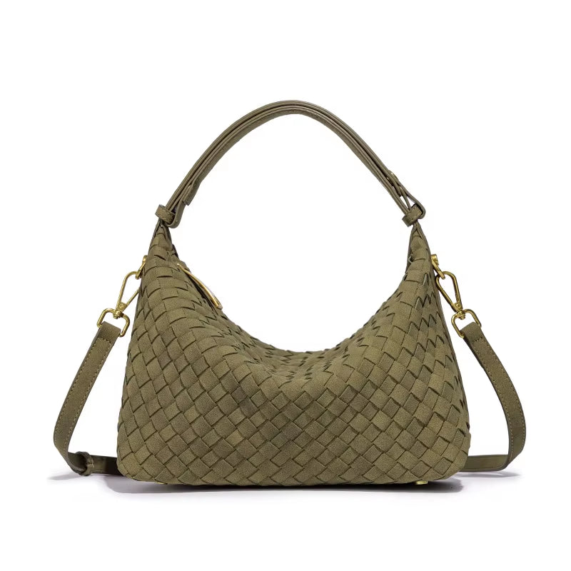 Women Retro Woven Shoulder Bag Handbag High-End One-Shoulder Underarm Bag Fashion Women Commuter Tote Bag Female Crossbody Bag