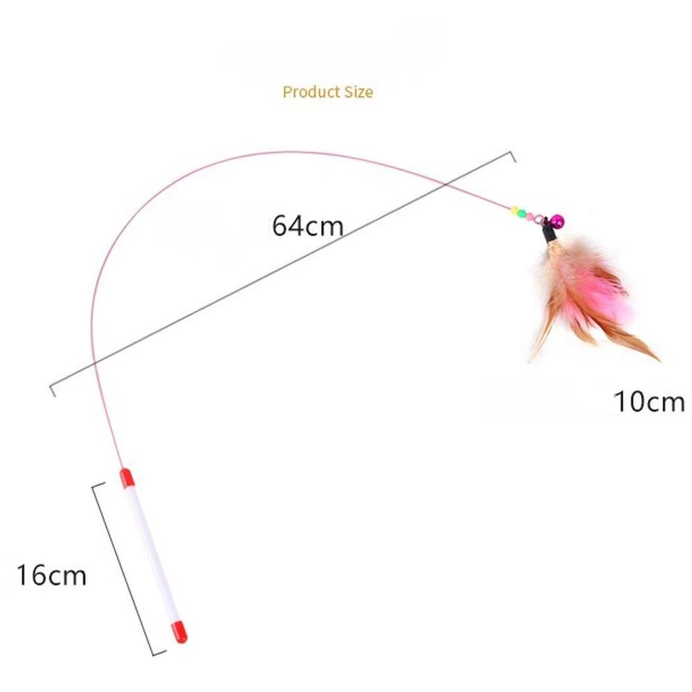 1PCS Metal Wire Funny Cat Stick Cat Toy Pet Toy with Feather Bell Funny Cat Rod Pet Supplies