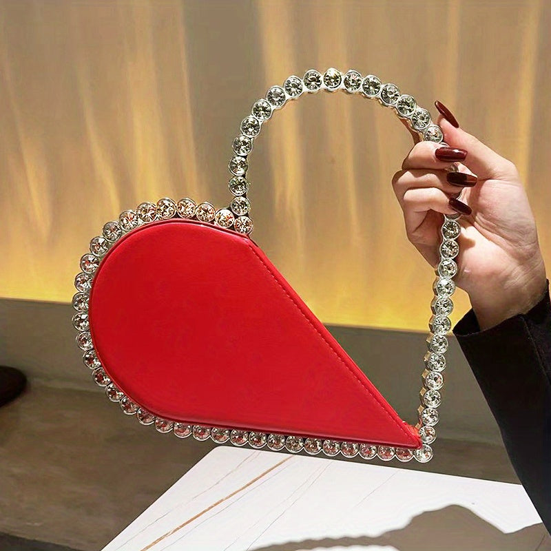 Mini Heart Shape Women's Elegant Evening Bag, Trendy Clutch Purse for Party Prom and Wedding Beauty Fashion