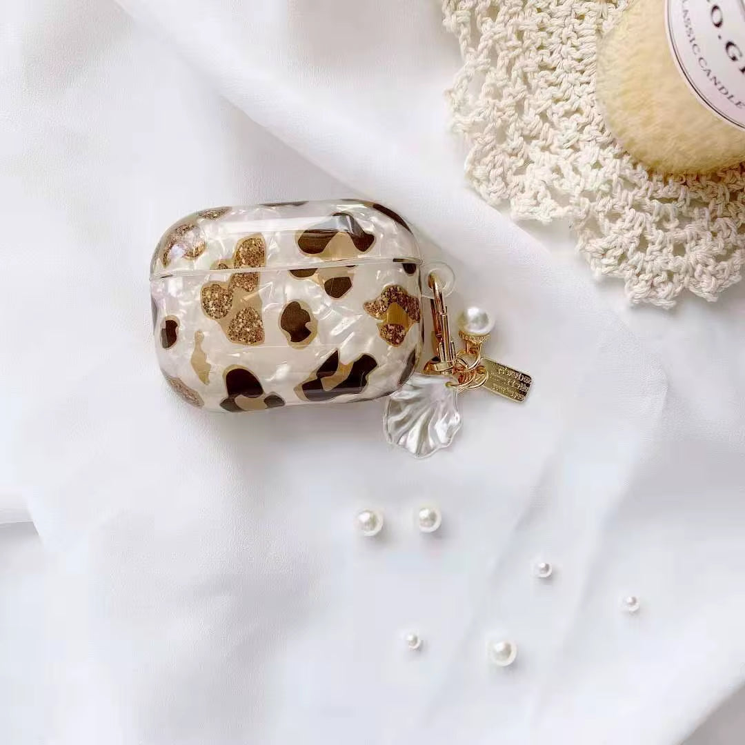 Pearl Earphone Cases for Airpods Pro 2 Leopard Pendant Headphone Protective Cover for Apple Airpod 3 Pro 2 1 3Rd Generation Case