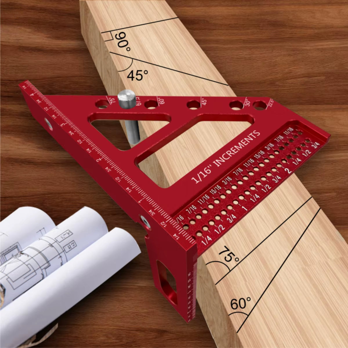 Aluminum Alloy Square Protractor 3D Multi Angle Woodworking Angler Scriber Triangular Ruler High Precision Layout Measuring Tool