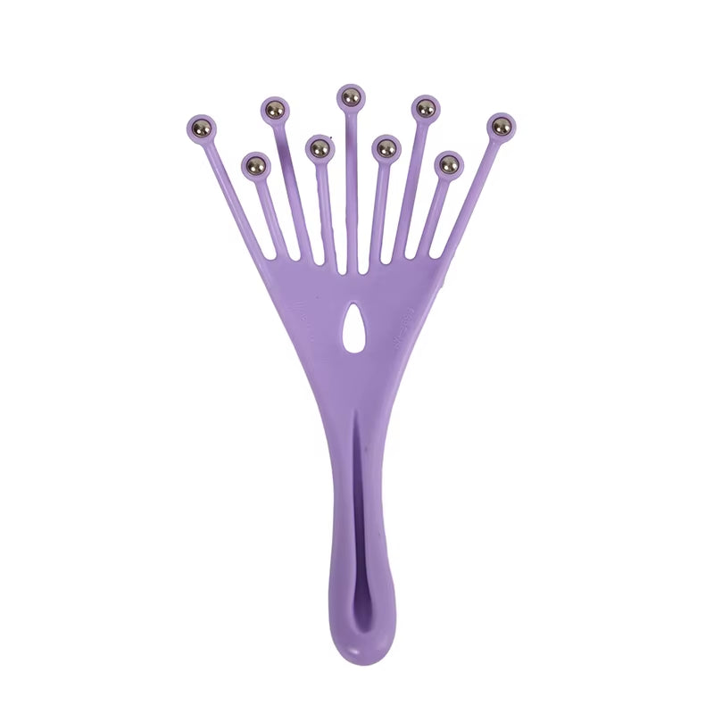 Head Massager Scalp Neck Comb Roller Five Finger 9 Claws Steel Ball Hand Held Relax Spa Hair Care for Hair Growth Stress Relief