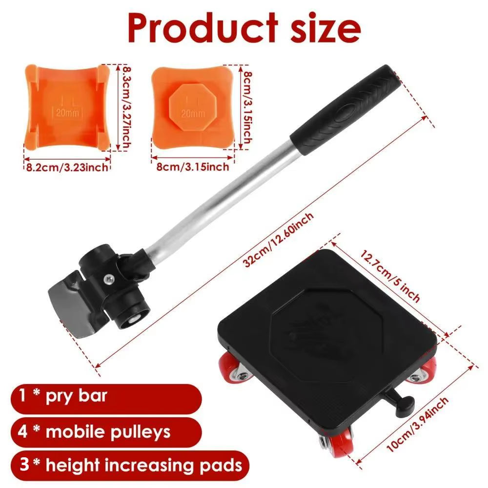 400KG Heavy Duty Furniture Mover Tool Set with Slides, Wheels, Roller Bar