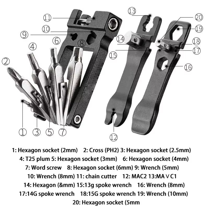 16 in 1 MTB Tools Road Bicycle Allen Wrench Pocket Tools Portable Bicycle Repair Tool Set Multifunction Tools