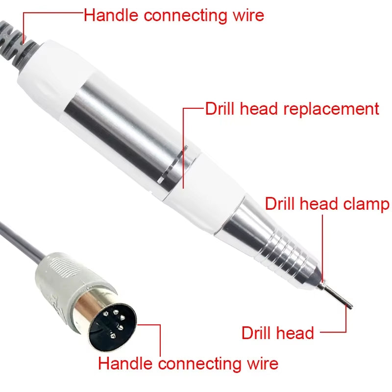 5 Pins PLUG Electric Nail Drill Machine Handle Handpiece Pedicure Replacement Pen Manicure Beauty Tool Accessory