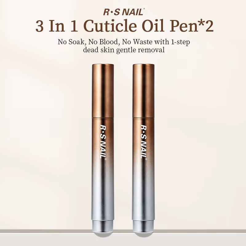RSNAIL 3-In-1 Cuticle Oil Pen with Ceramic Nail Pusher for Hangnails Dry & Damaged Nails -Nail Care Pen for Repair & Nourishment