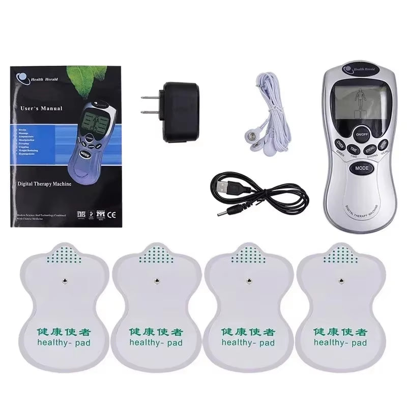 4 Ways Electrode Pads Electric Tens Massage Machine Acupunture Digital Therapy Pulse Stimulator Body Slimming Neck Massager Set