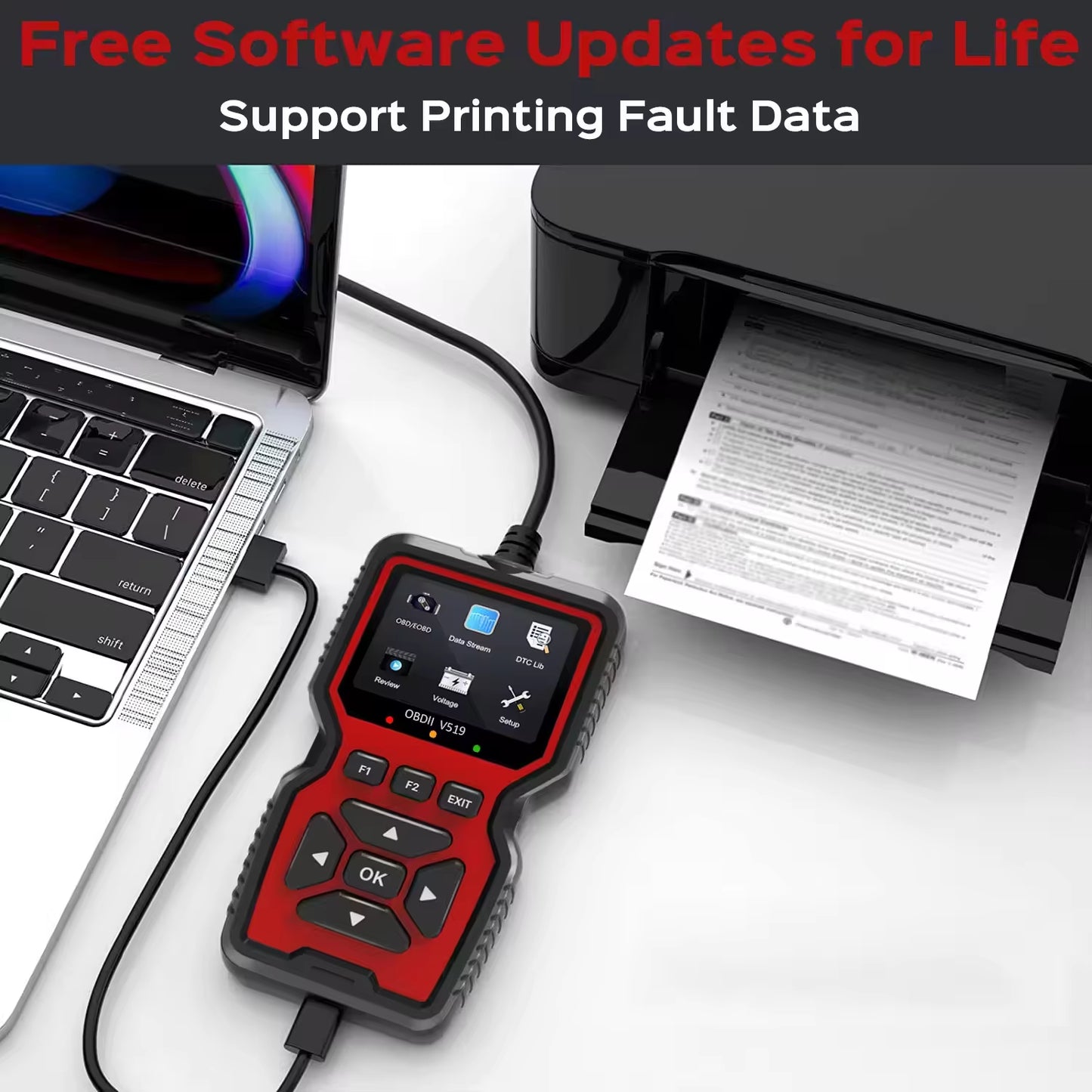Car OBD2 Scanner Diagnostic Tool Multi-Language OBDII Car Voltage Tester Engine Fault Code Scanner Car Code Reader V519