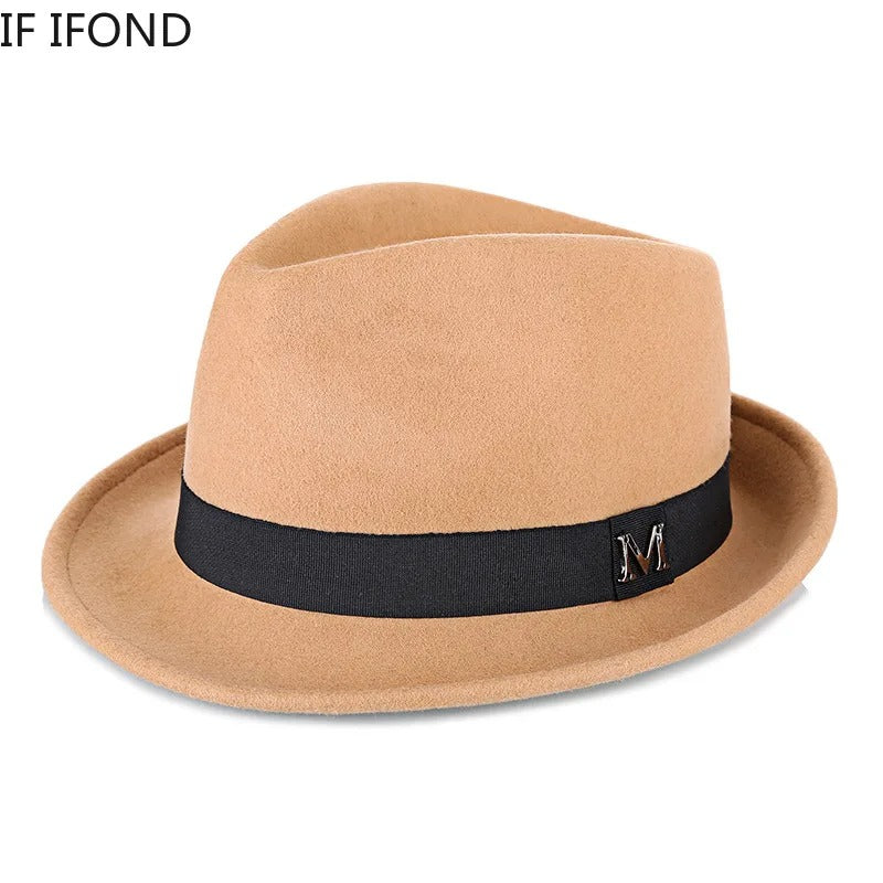 Men’s Winter Wool Felt Fedora Hat Warm Jazz Cap xx
