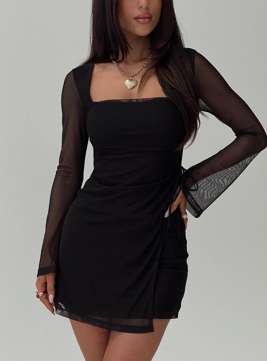 Martinez Long Sleeve Mini Dress Black Princess Polly