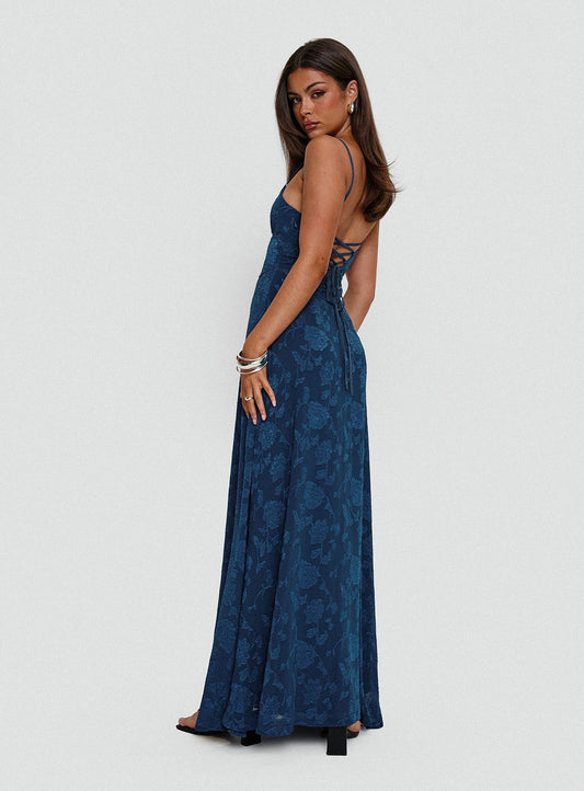 South Of France Maxi Dress Navy Princess Polly