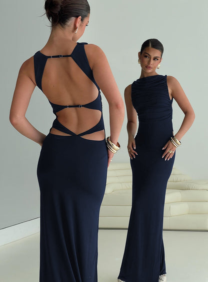 Undeniable Cut Out Maxi Dress Navy Princess Polly