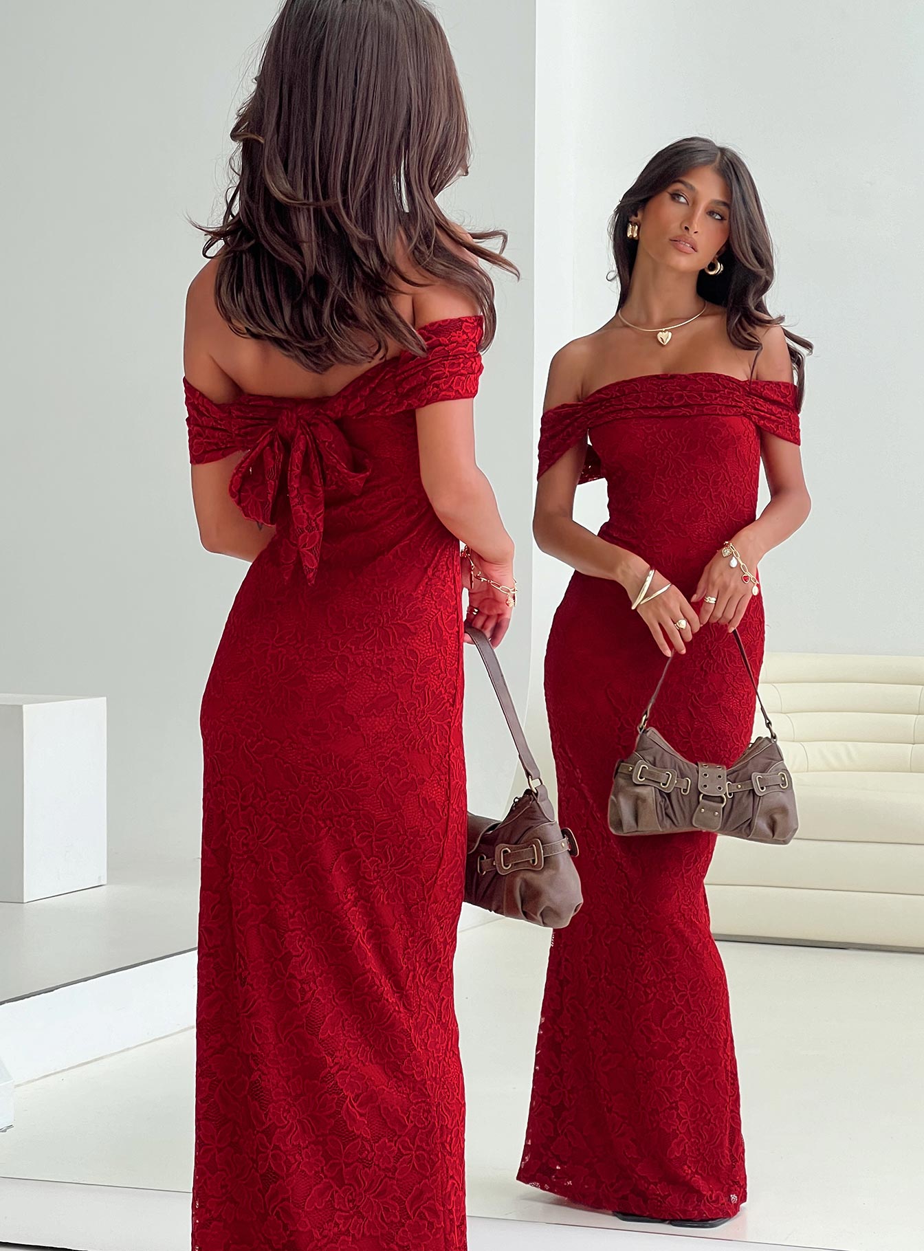 Allured Strapless Maxi Dress Burgundy Princess Polly