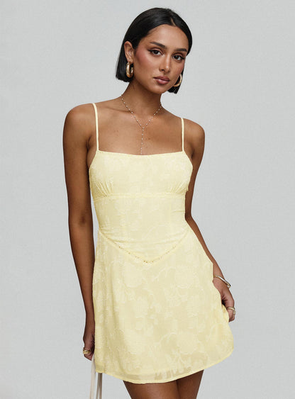 South Of France Mini Dress Yellow Princess Polly