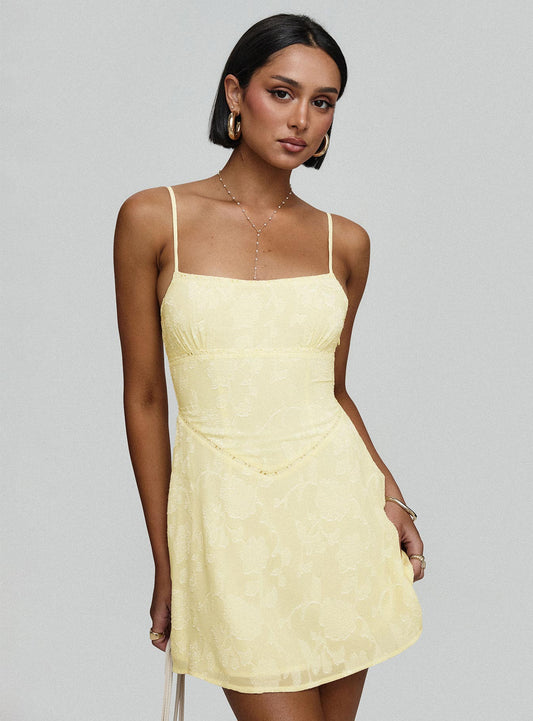 South Of France Mini Dress Yellow Princess Polly