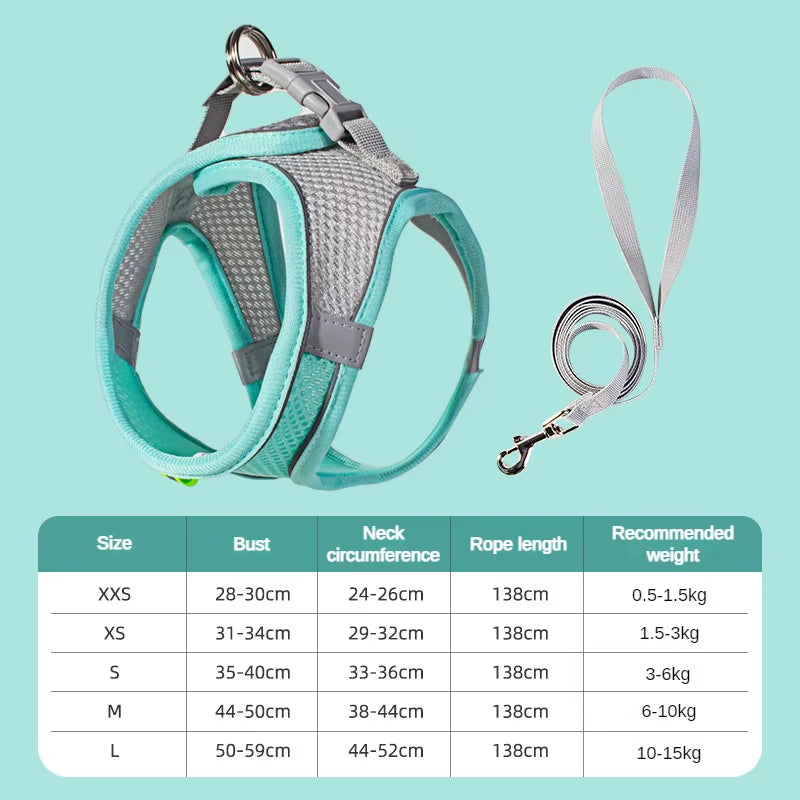 Puppy Harness Set Dog Accessories Adjustable Puppy and Cat Harness Vest French Bulldog Chihuahua Small Dog Collar Pet Leash Dogs