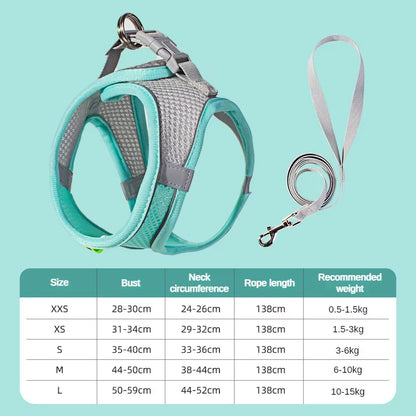 Puppy Harness Set Dog Accessories Adjustable Puppy and Cat Harness Vest French Bulldog Chihuahua Small Dog Collar Pet Leash Dogs
