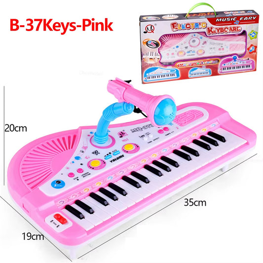37 Keys Kids Electronic Piano Organ Keyboard with Microphone Education Toys Musical Instrument Children Boy Girl Gifts