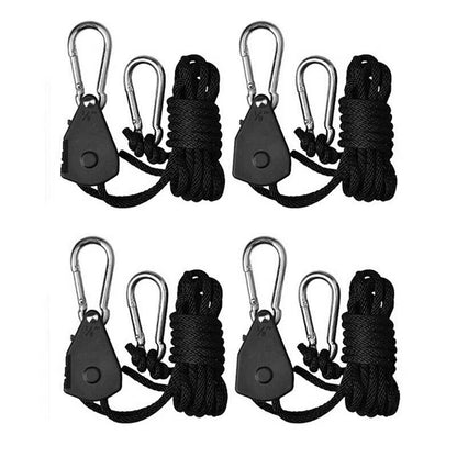 4Pcs Awning Wind Rope 8 Inch Adjustable Lanyard Hanging for Tent Fan Grow Plant Lamp Pulley Ropes Pulley Lifting Pulley Hook