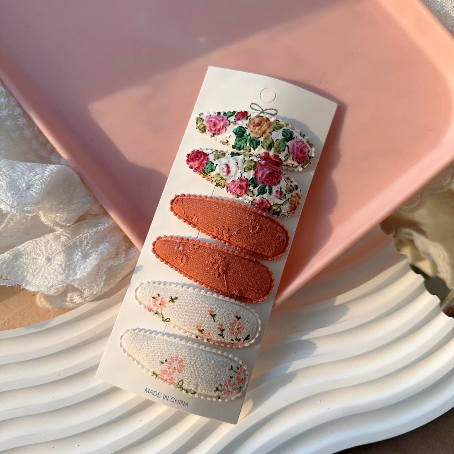 6Pcs/Set Fresh Print Cotton Alloy Hair Clips for Kids Fabric Plaid BB Hairpins Girl Hairgripe Headwear Baby Hair Accessories