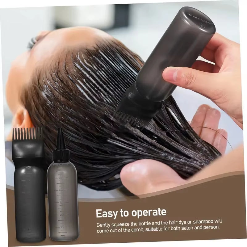 3-Pcs Plastic Refillable Continuous Spray Bottles, Root Comb Applicator Bottle & Squeeze Bottle Set Dye Hair Oil Applicator
