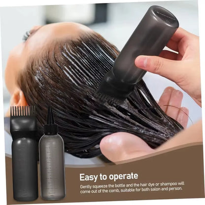 3-Pcs Plastic Refillable Continuous Spray Bottles, Root Comb Applicator Bottle & Squeeze Bottle Set Dye Hair Oil Applicator