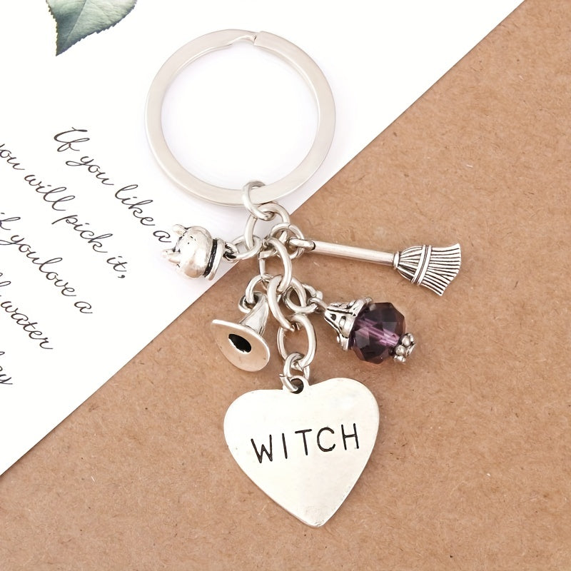 1pc Y2K Wizard Broomstick Keychain Witch Metal Key Ring Purse Bag Backpack Car Key Charm Halloween Cosplay Party Favor Gift Beauty Fashion