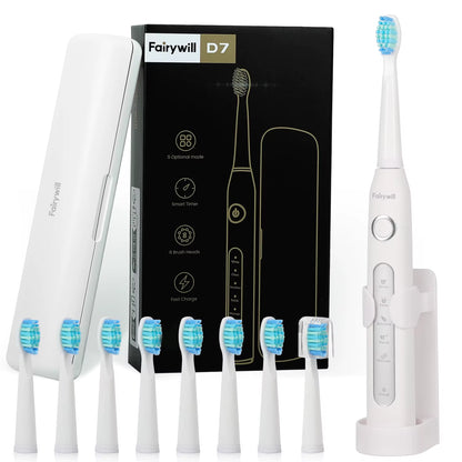 FW507 Electric Sonic Toothbrush USB Charger Tooth 8Brush Replacement Waterproof Electronic Toothbrush with Travel Case