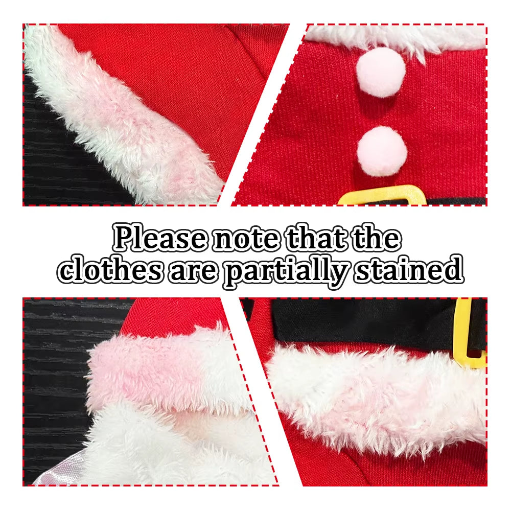 Christmas Pet Costumes Cute Kitten Santa Claus Clothes for Small Medium Dogs Cats Holiday Party Dress up Apparel Sphynx Outfits