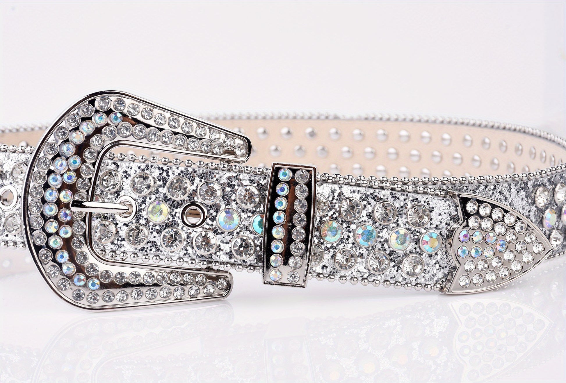 Plus Size Sparkling Y2K Rhinestone Belt - PU Leather Hip Hop Belt with Pin Buckle, Punk Cowgirl Style for Jeans, Pants, and Dresses, Perfect for Music Festivals, Beach, College, and Night Out Beauty Fashion