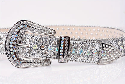Plus Size Sparkling Y2K Rhinestone Belt - PU Leather Hip Hop Belt with Pin Buckle, Punk Cowgirl Style for Jeans, Pants, and Dresses, Perfect for Music Festivals, Beach, College, and Night Out Beauty Fashion