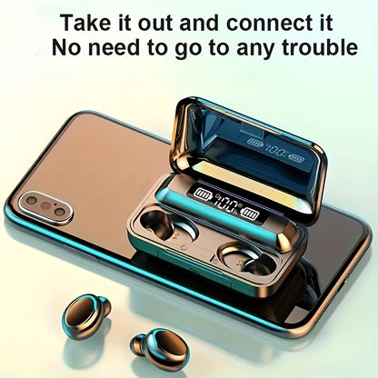 TWS Wireless Earbuds, Stereo Sound Headphones, Sport Headset, In Ear Earphones with LED Display Charging Bin F9 Tws In-Ear Hi-fi Stereo Wireless Earphone Wireless Earbuds Sports Life Headphones Gaming Headset for iPhone Andro