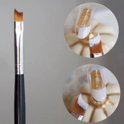 1Pc French Nail Brush 16CM Crescent Oblique French Tip Brush Silver Black Handle French Painting Drawing Tools Nail Art Supplies