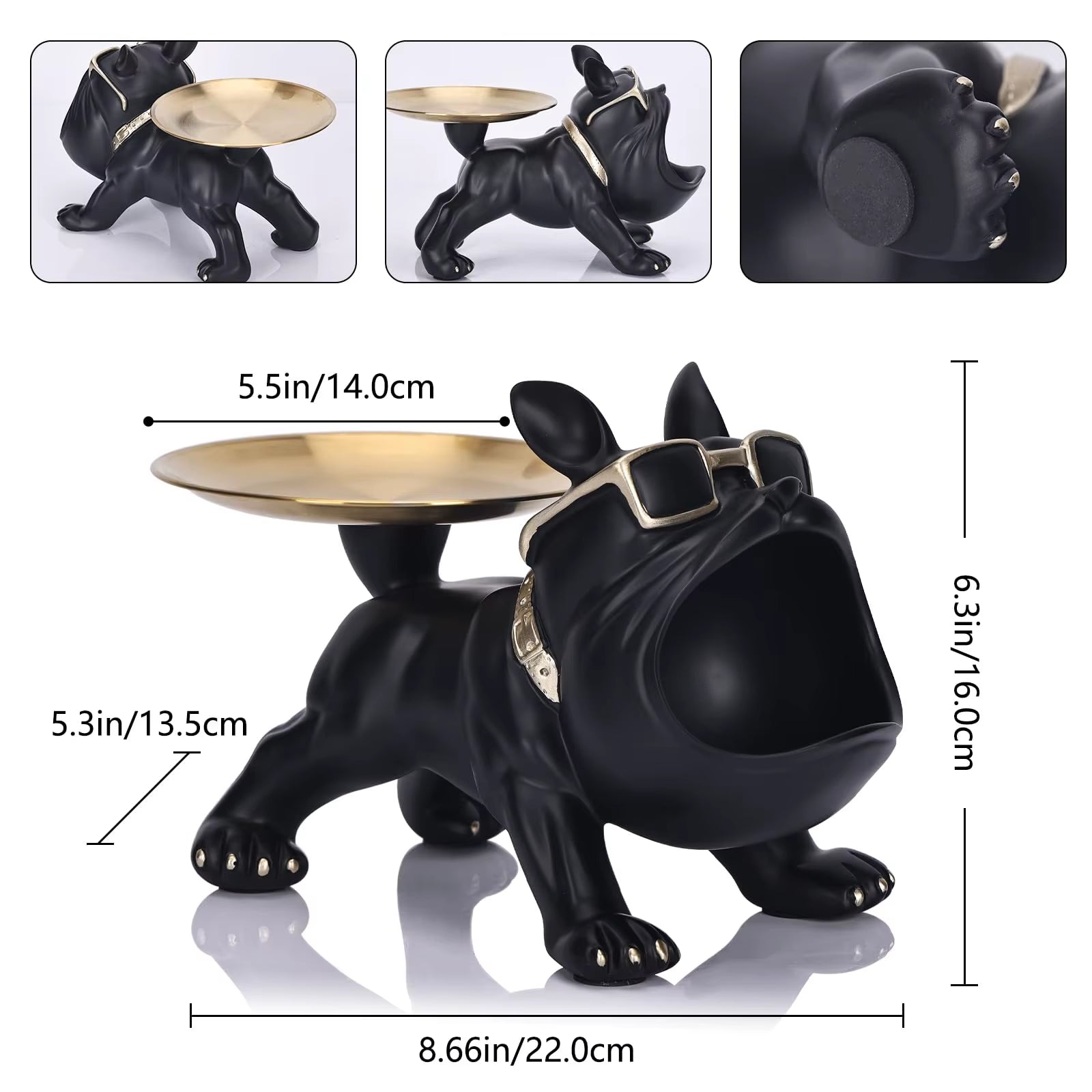 30Cm Bulldog Figurine Dog Statue Resin Craft Home Decor Animal Ornament Puppy Sculpture with Storage Box Art Sculpture for Home