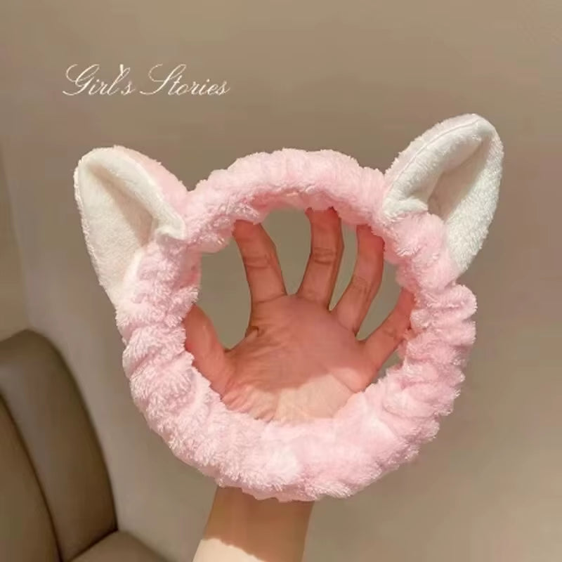 Cute Coral Fleece Cat Ear Headband - Soft & Comfortable, Perfect for Face Washing & Makeup, Fashionable Accessory for Women