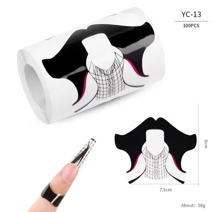 100Pcs Nails Art UV Gel Tips Extension Builder Form Acrylic French Printed Nail Tip Extension Stencil Stickers for Manicure Tool