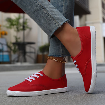 Women's Casual Canvas Sneakers, Low-Top Lace-up Walking Shoes, Lightweight & Comfort Sport Shoes Beauty World Shop