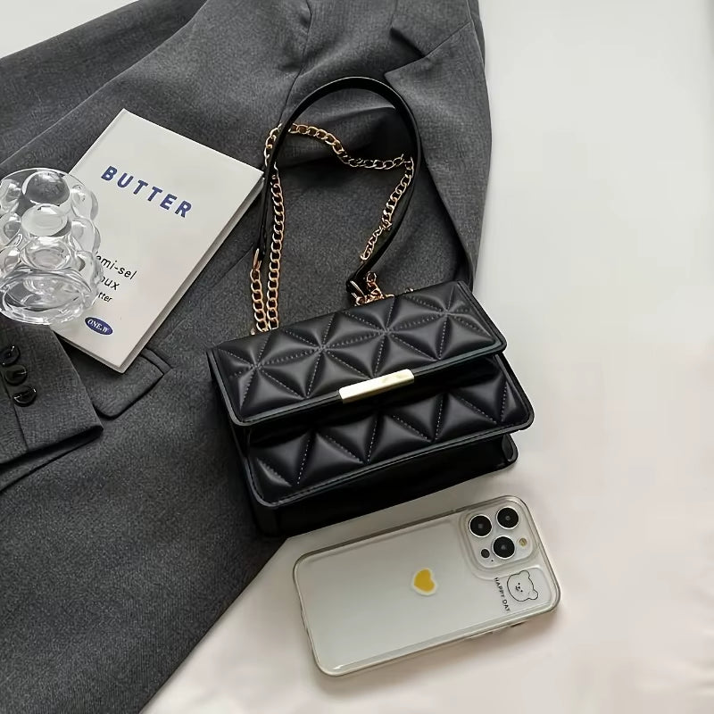 Fashion Chain Women'S Shoulder Bag, Chic Small Square Bag for Women, Luxury Quilted Handbag for Daily Travel, Shopping, Parties.